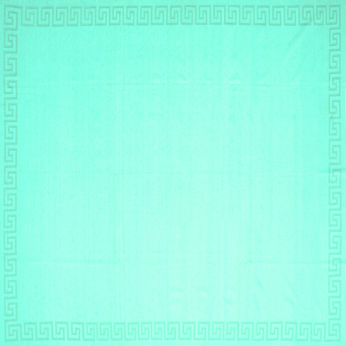 Square Machine Washable Solid Turquoise Modern Area Rugs, wshcon2408turq