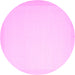 Round Machine Washable Solid Pink Modern Rug, wshcon2408pnk