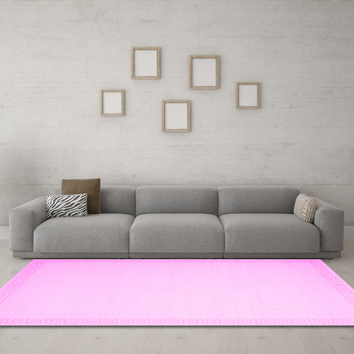 Machine Washable Solid Pink Modern Rug in a Living Room, wshcon2408pnk