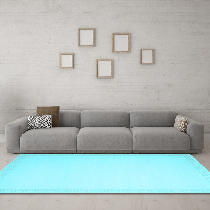 Machine Washable Solid Light Blue Modern Rug in a Living Room, wshcon2408lblu