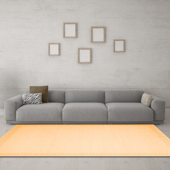 Machine Washable Solid Orange Modern Area Rugs in a Living Room, wshcon2408org