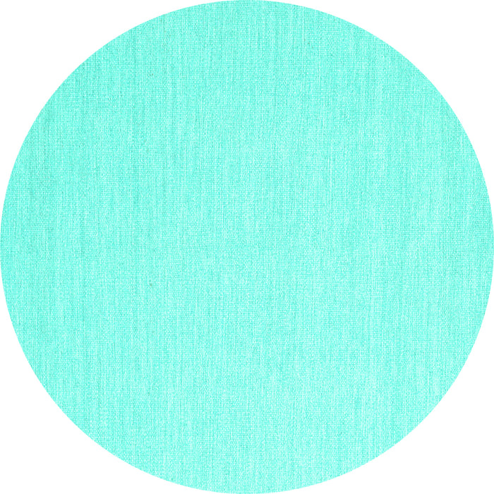 Round Machine Washable Solid Turquoise Modern Area Rugs, wshcon2409turq