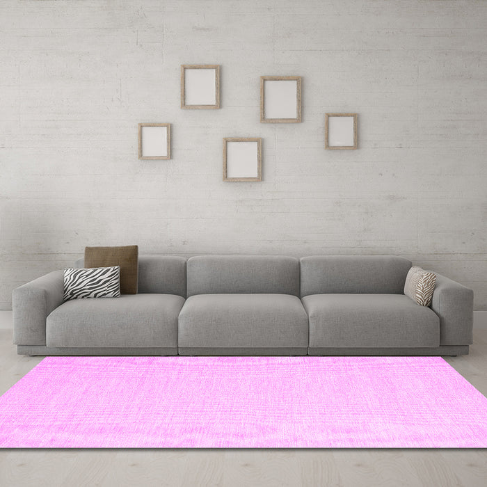 Machine Washable Solid Pink Modern Rug in a Living Room, wshcon2409pnk