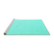 Sideview of Machine Washable Solid Turquoise Modern Area Rugs, wshcon2409turq