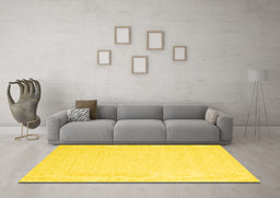 Machine Washable Solid Yellow Modern Rug in a Living Room, wshcon2409yw