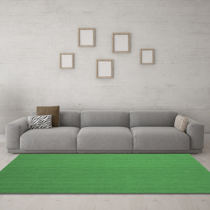 Machine Washable Abstract Emerald Green Contemporary Area Rugs in a Living Room,, wshcon240emgrn