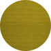 Round Abstract Yellow Contemporary Rug, con240yw