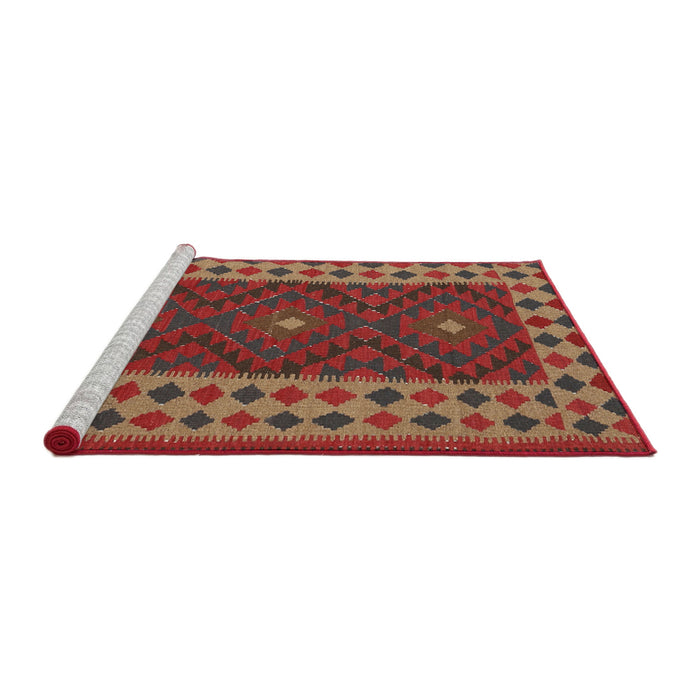 Serging Thickness of Machine Washable Contemporary Red Rug, wshcon2410
