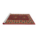 Serging Thickness of Machine Washable Contemporary Red Rug, wshcon2410