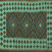 Square Machine Washable Oriental Turquoise Traditional Area Rugs, wshcon2410turq