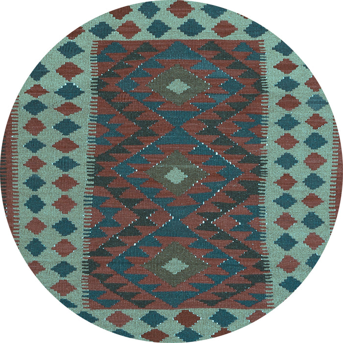 Round Oriental Light Blue Traditional Rug, con2410lblu