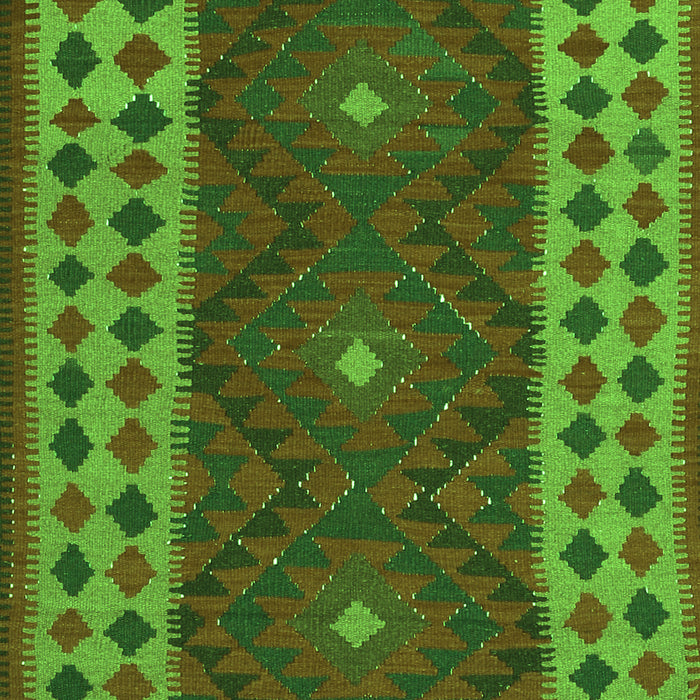 Serging Thickness of Machine Washable Oriental Green Traditional Area Rugs, wshcon2410grn