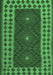 Machine Washable Oriental Emerald Green Traditional Area Rugs, wshcon2410emgrn