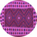 Round Machine Washable Oriental Purple Traditional Area Rugs, wshcon2410pur