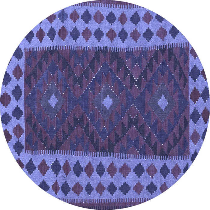 Round Machine Washable Oriental Blue Traditional Rug, wshcon2410blu
