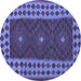 Round Machine Washable Oriental Blue Traditional Rug, wshcon2410blu