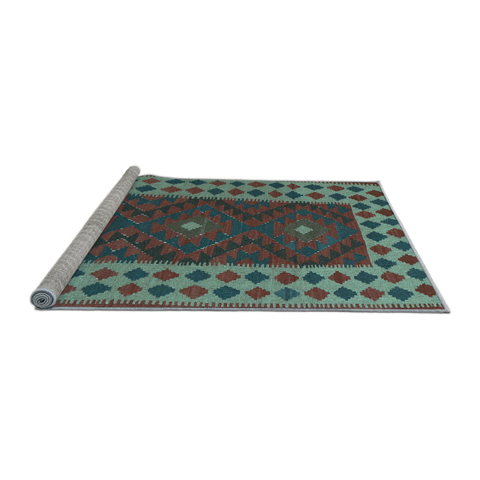 Sideview of Machine Washable Oriental Light Blue Traditional Rug, wshcon2410lblu