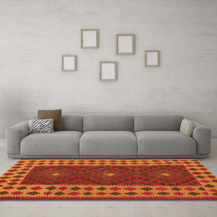 Machine Washable Oriental Orange Traditional Area Rugs in a Living Room, wshcon2410org