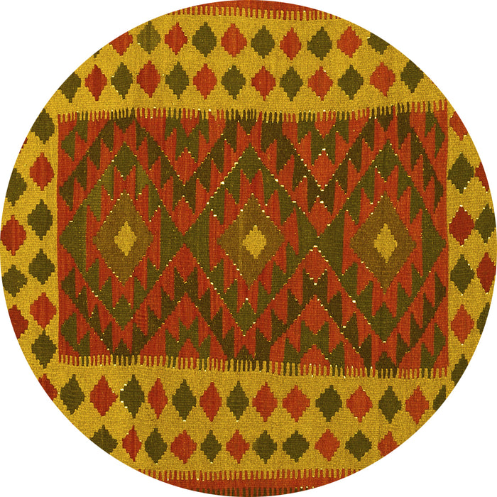 Round Oriental Yellow Traditional Rug, con2410yw