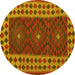 Round Oriental Yellow Traditional Rug, con2410yw