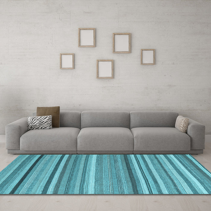 Machine Washable Abstract Light Blue Contemporary Rug in a Living Room, wshcon2411lblu