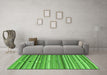 Machine Washable Abstract Green Contemporary Area Rugs in a Living Room,, wshcon2411grn