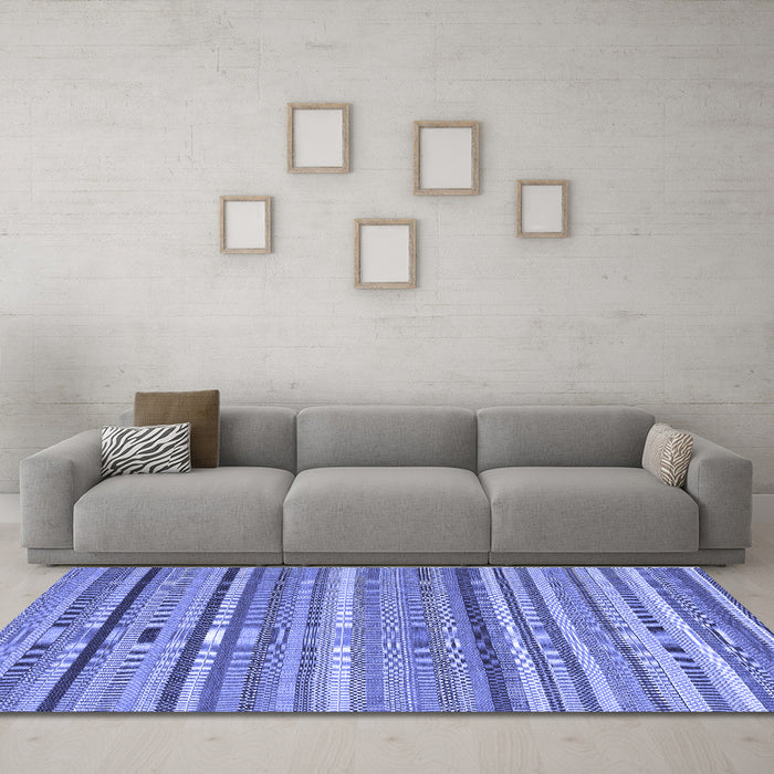 Machine Washable Abstract Blue Contemporary Rug in a Living Room, wshcon2411blu