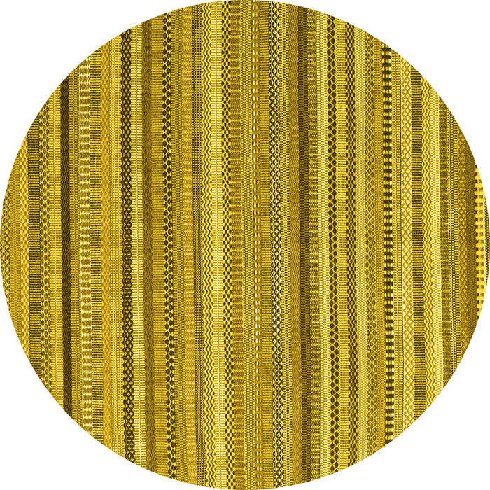 Round Machine Washable Abstract Yellow Contemporary Rug, wshcon2411yw