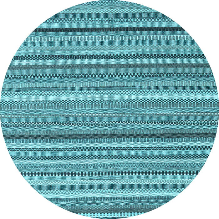 Round Abstract Light Blue Contemporary Rug, con2411lblu