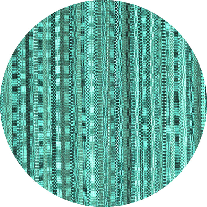 Round Machine Washable Abstract Turquoise Contemporary Area Rugs, wshcon2411turq