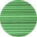 Round Machine Washable Abstract Emerald Green Contemporary Area Rugs, wshcon2411emgrn