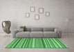 Machine Washable Abstract Emerald Green Contemporary Area Rugs in a Living Room,, wshcon2411emgrn