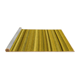 Sideview of Machine Washable Abstract Yellow Contemporary Rug, wshcon2411yw