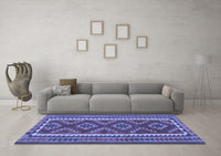 Machine Washable Oriental Blue Traditional Rug, wshcon2412blu