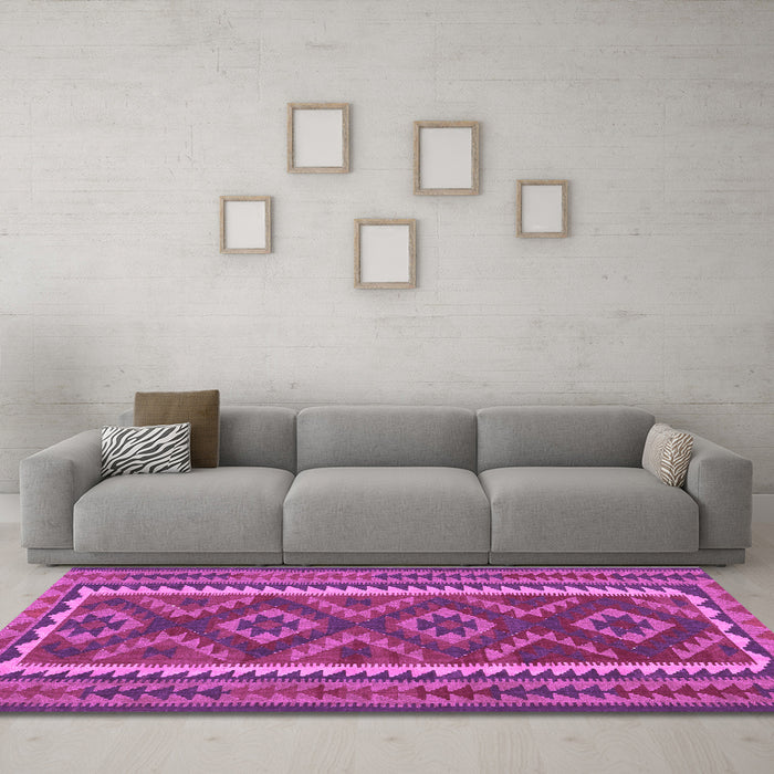 Machine Washable Oriental Purple Traditional Area Rugs in a Living Room, wshcon2412pur
