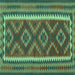 Square Machine Washable Oriental Turquoise Traditional Area Rugs, wshcon2412turq