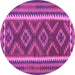 Round Machine Washable Oriental Purple Traditional Area Rugs, wshcon2412pur