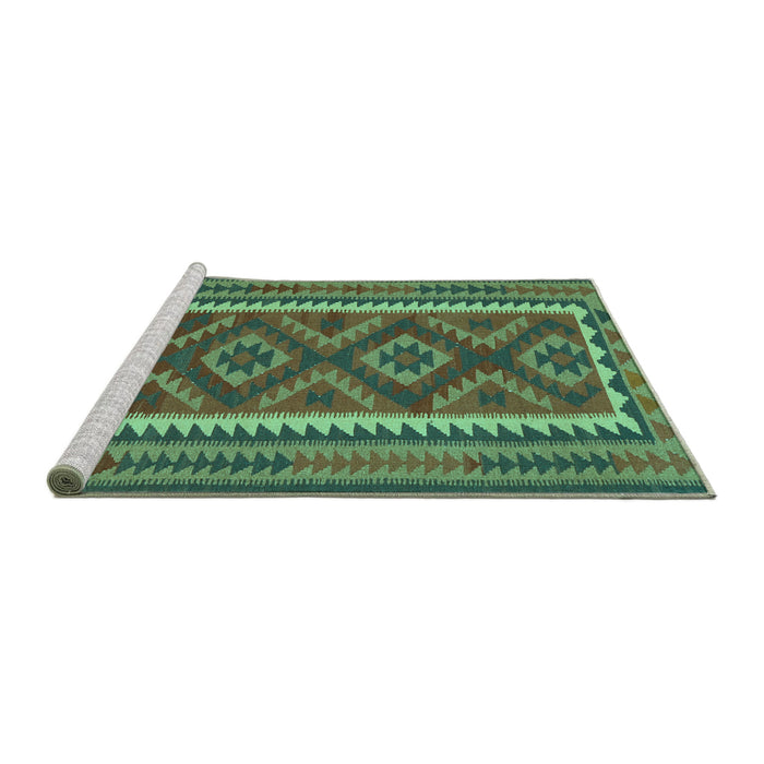 Sideview of Machine Washable Oriental Turquoise Traditional Area Rugs, wshcon2412turq
