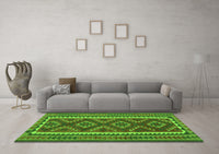 Machine Washable Oriental Green Traditional Rug, wshcon2412grn