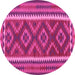 Round Machine Washable Oriental Pink Traditional Rug, wshcon2412pnk