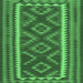 Square Machine Washable Oriental Emerald Green Traditional Area Rugs, wshcon2412emgrn