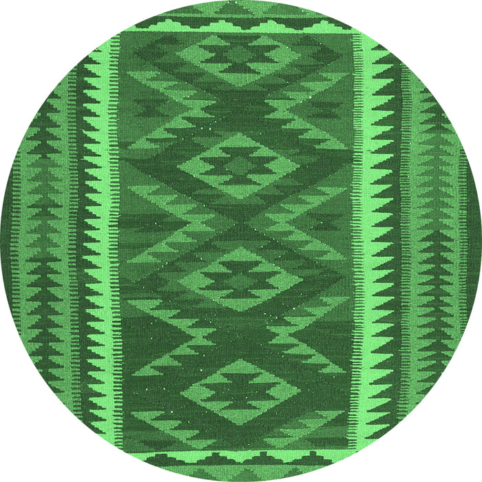 Round Oriental Emerald Green Traditional Rug, con2412emgrn