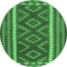 Round Oriental Emerald Green Traditional Rug, con2412emgrn