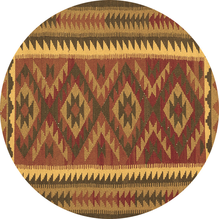 Round Machine Washable Oriental Brown Traditional Rug, wshcon2412brn