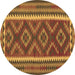 Round Machine Washable Oriental Brown Traditional Rug, wshcon2412brn