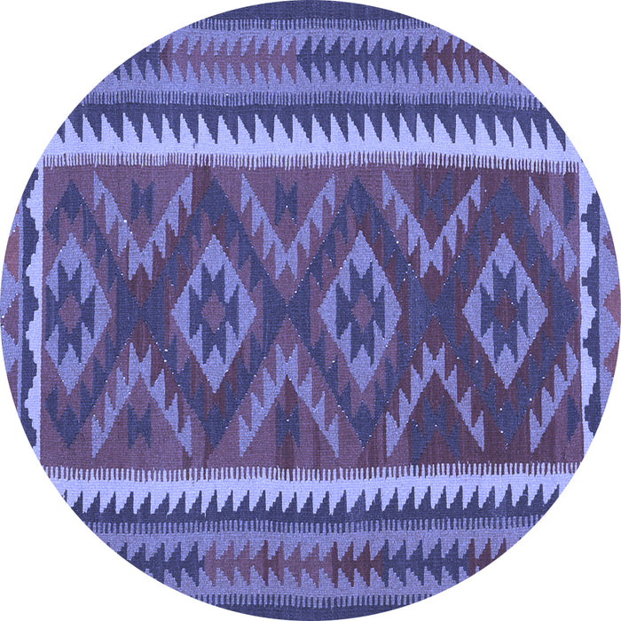 Round Machine Washable Oriental Blue Traditional Rug, wshcon2412blu