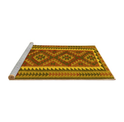 Sideview of Machine Washable Oriental Yellow Traditional Rug, wshcon2412yw