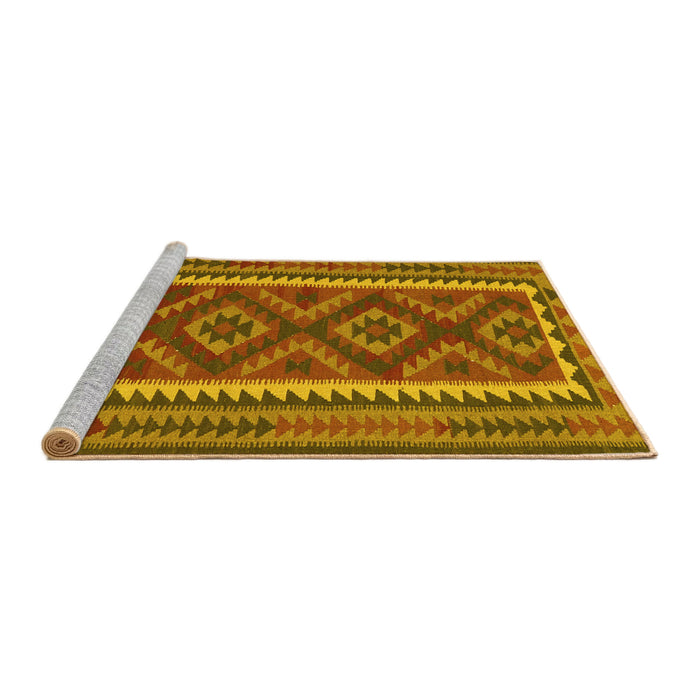 Sideview of Machine Washable Oriental Yellow Traditional Rug, wshcon2412yw