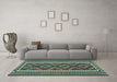 Machine Washable Oriental Light Blue Traditional Rug in a Living Room, wshcon2412lblu