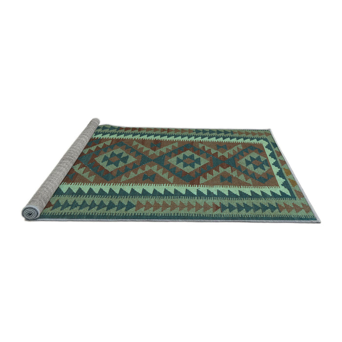 Sideview of Machine Washable Oriental Light Blue Traditional Rug, wshcon2412lblu